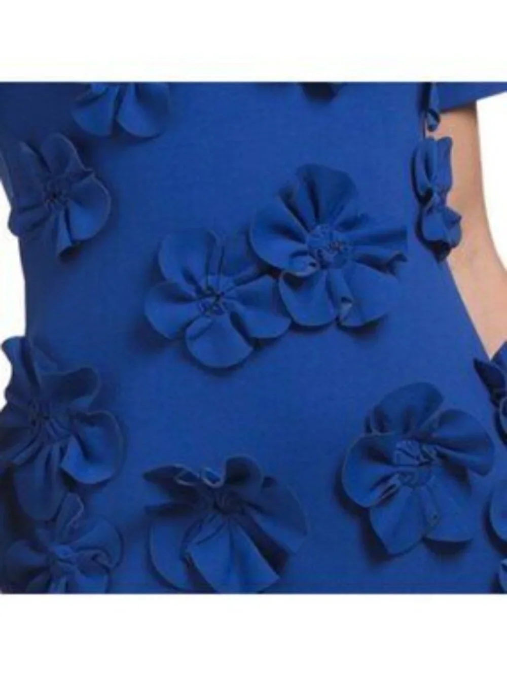 DALIA MACPHEE Short Sleeve 3d Floral Mock Neck Mini Dress - Picture 4 of 4